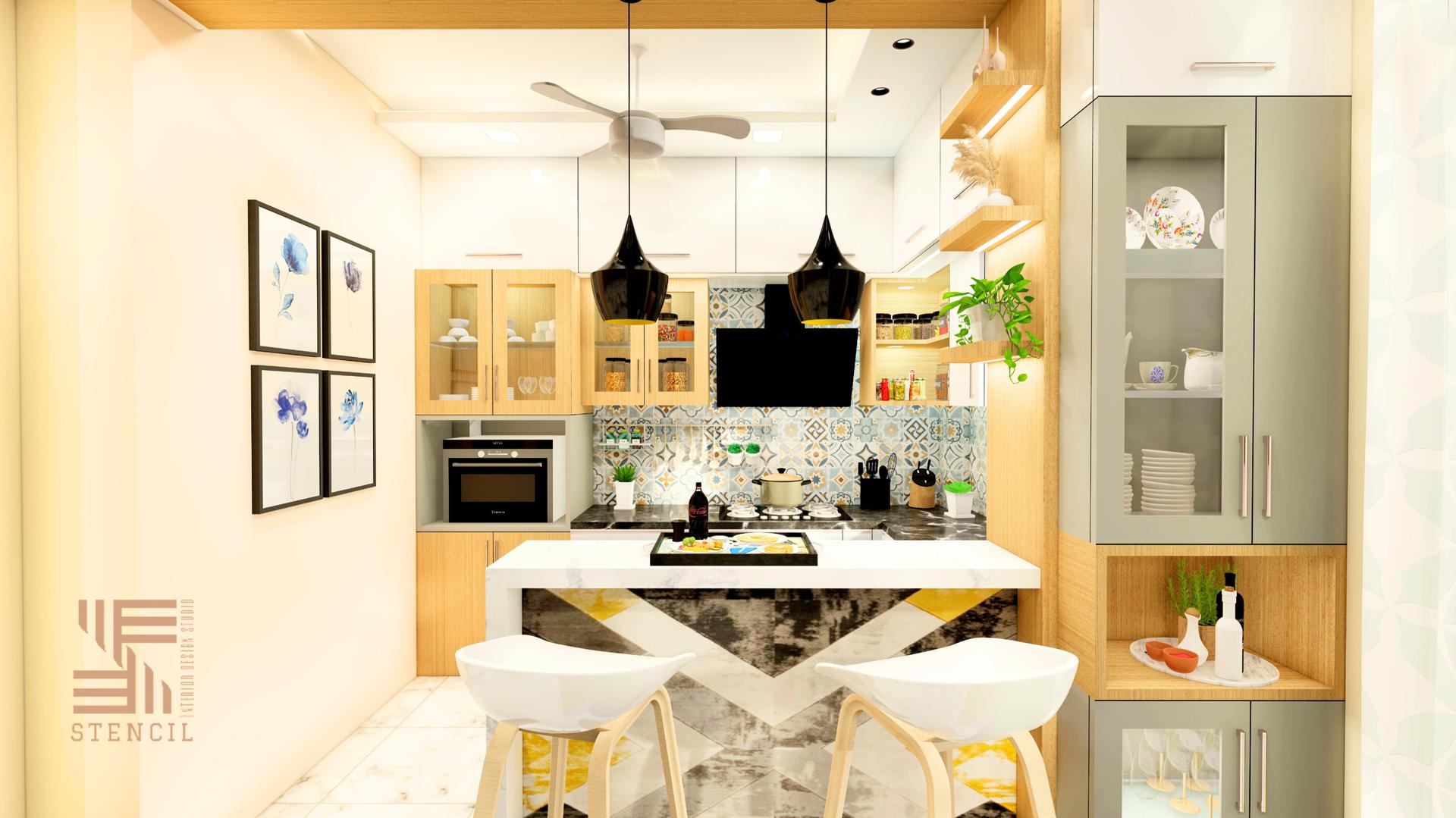 Kids room with built-in storage and desk