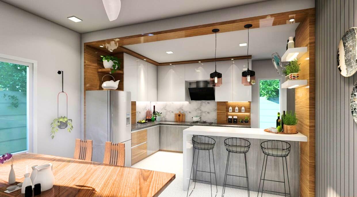 Contemporary modular kitchen with island seating